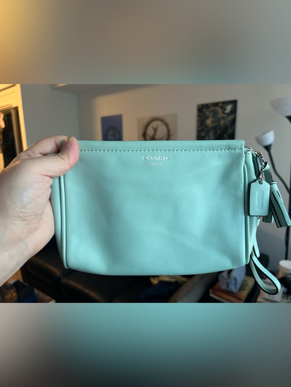 Coach Wrislet Clutch in Mint Green